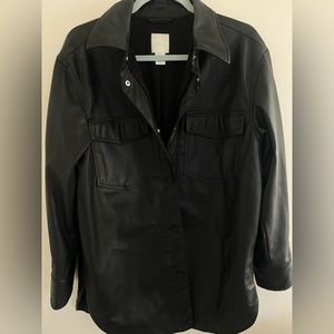 Black leather shacket